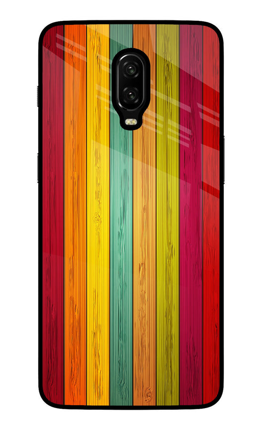 Multicolor Wooden Oneplus 6T Glass Case