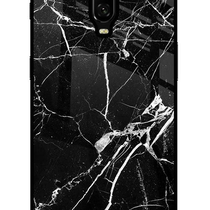 Black Marble Pattern Oneplus 6T Glass Case