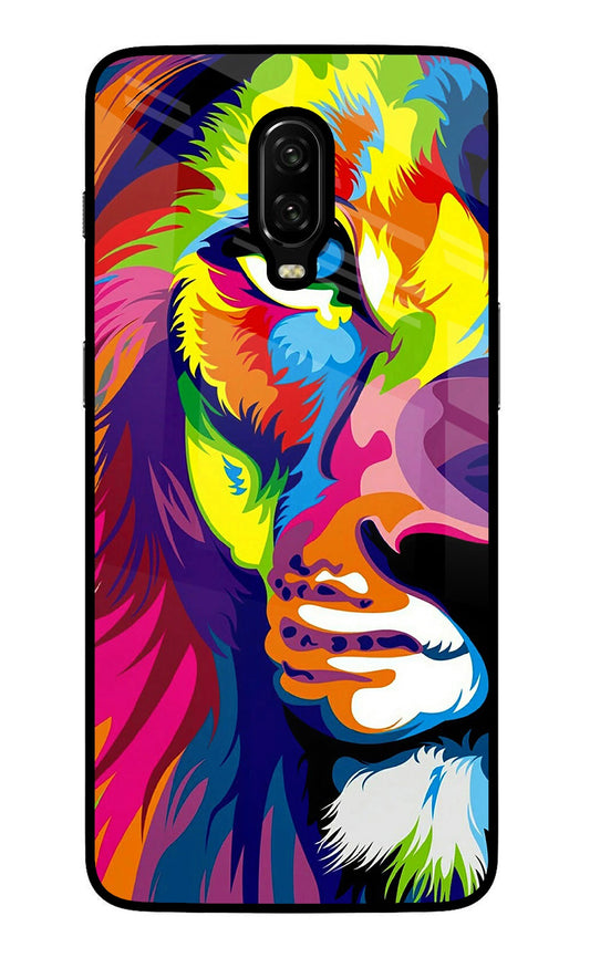 Lion Half Face Oneplus 6T Glass Case