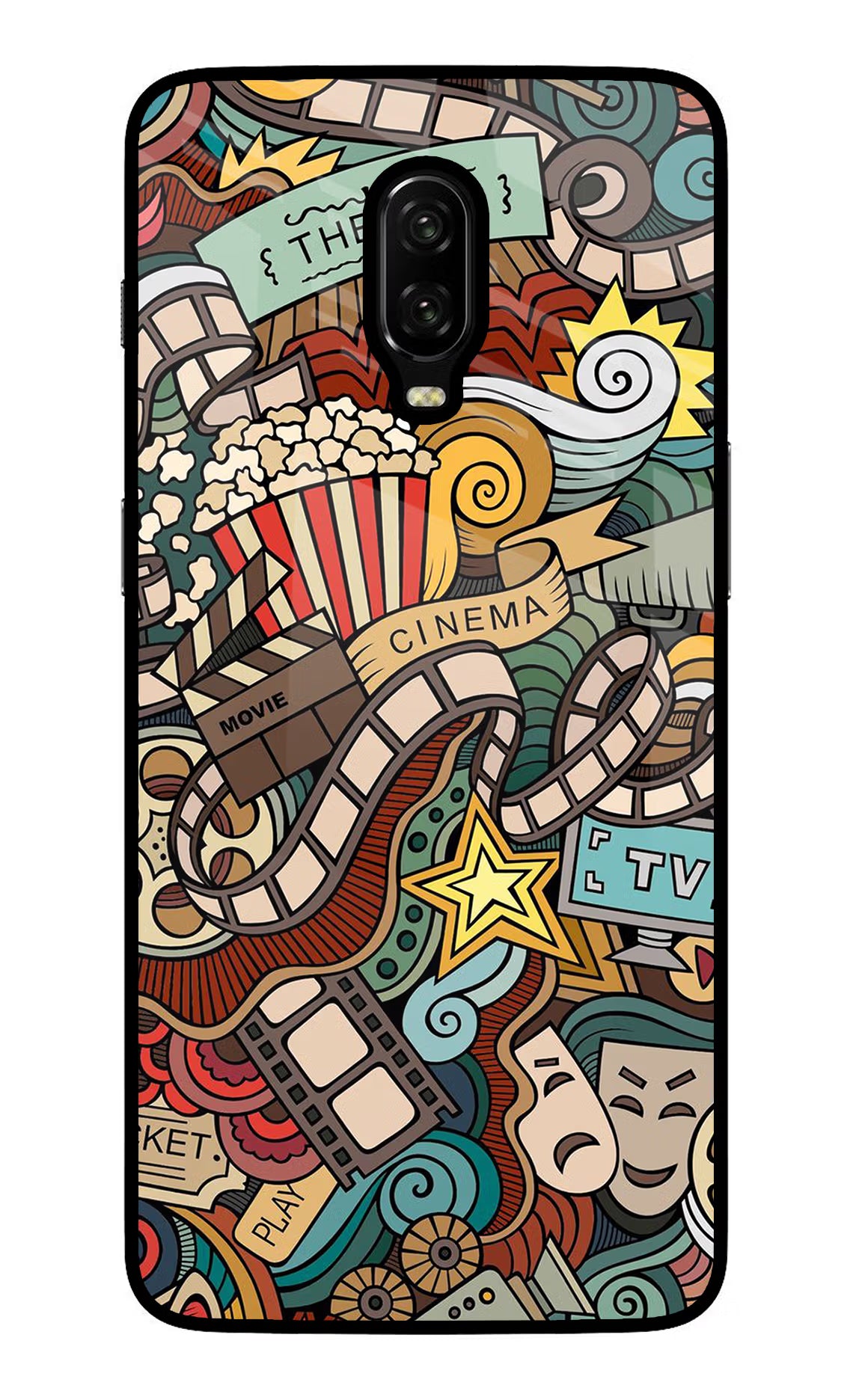 Cinema Abstract Oneplus 6T Glass Case Back Cover by Casekaro