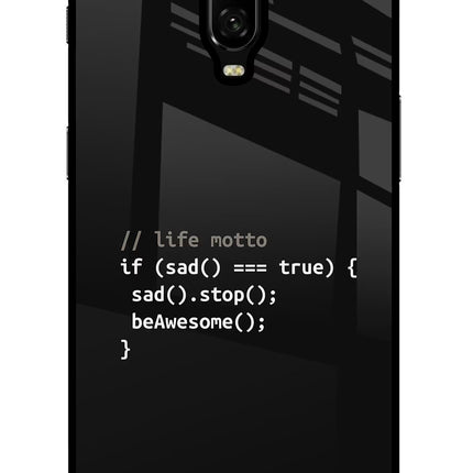 Life Motto Code Oneplus 6T Glass Case