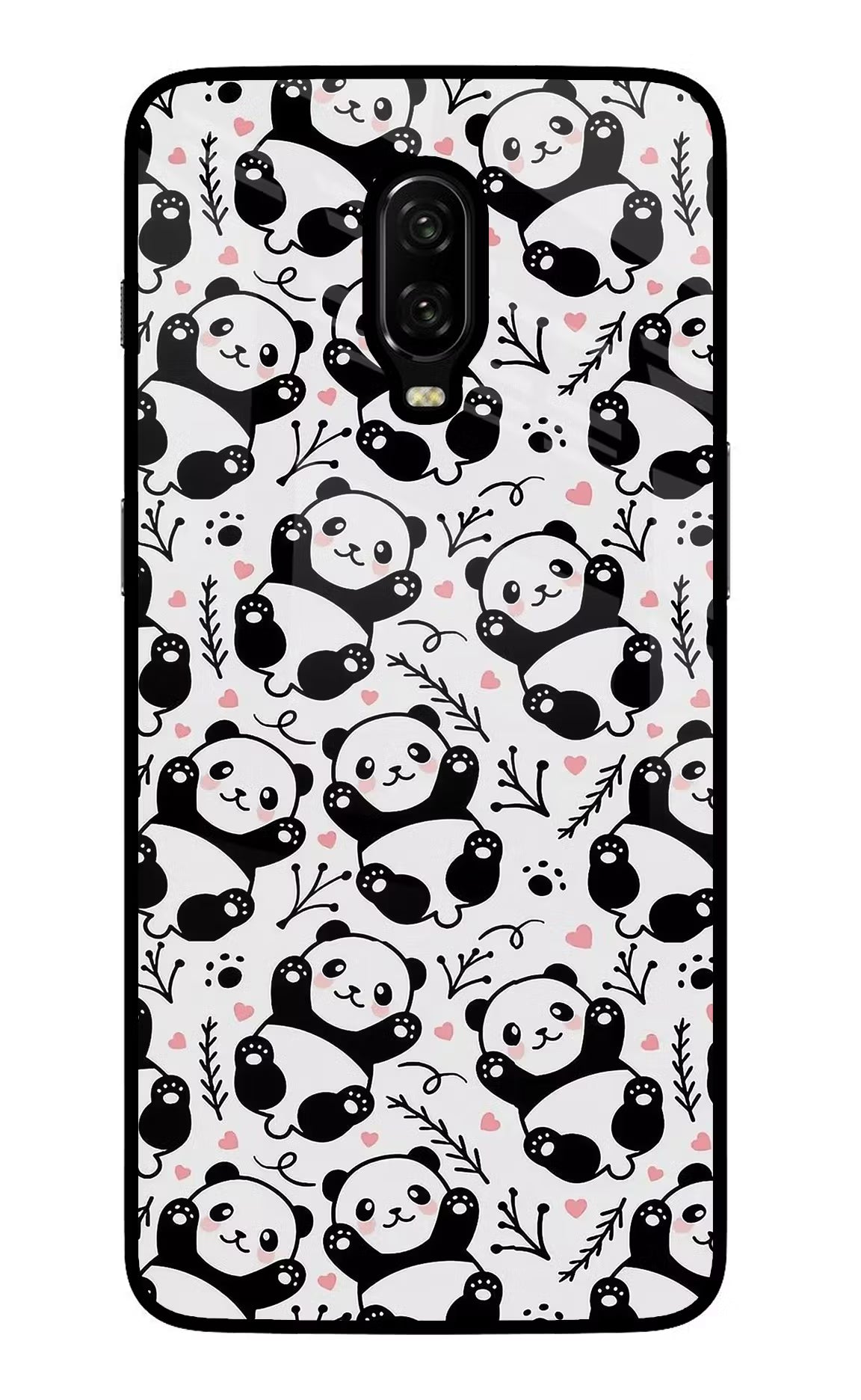 Cute Panda Oneplus 6T Glass Case Back Cover by Casekaro
