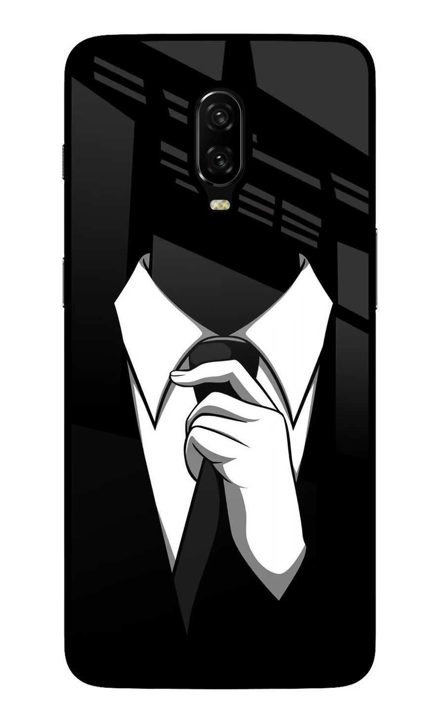 Black Tie Oneplus 6T Back Cover, Glass case