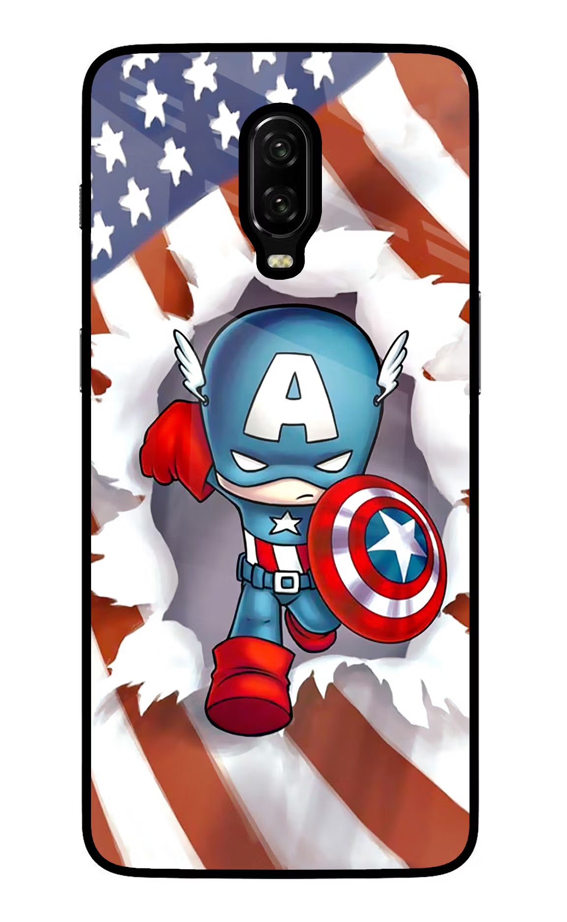 Captain America Oneplus 6T Glass Case Back Cover by Casekaro