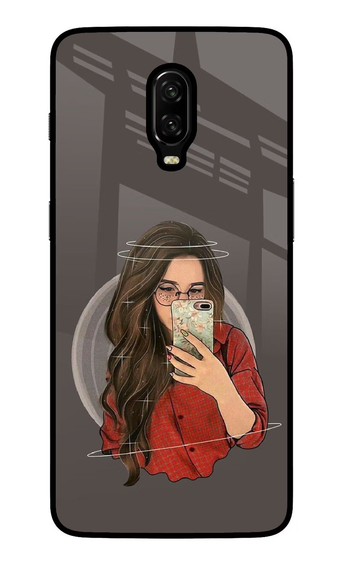 Selfie Queen Oneplus 6T Glass Case Back Cover by Casekaro