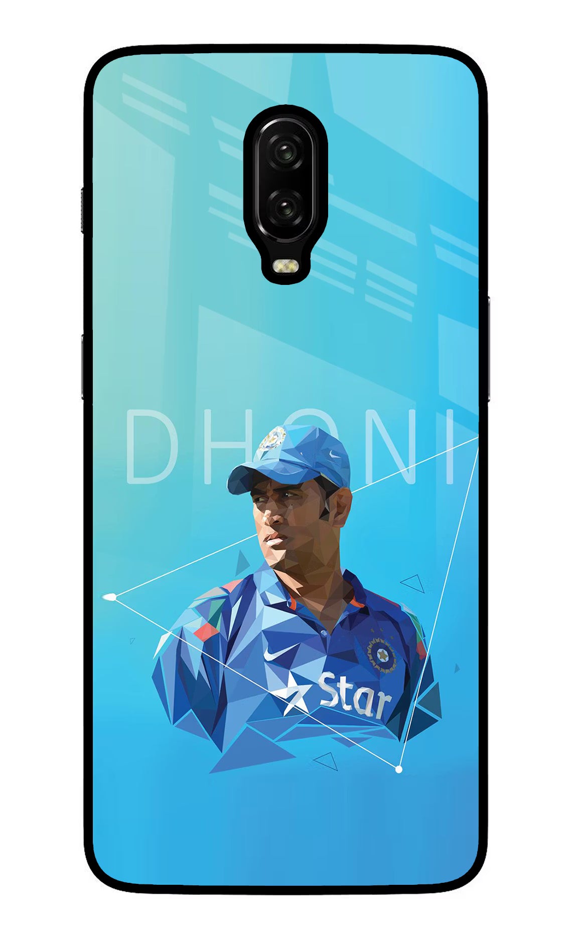 Dhoni Artwork Oneplus 6T Glass Case Back Cover by Casekaro