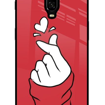 Korean Love Sign Oneplus 6T Glass Case