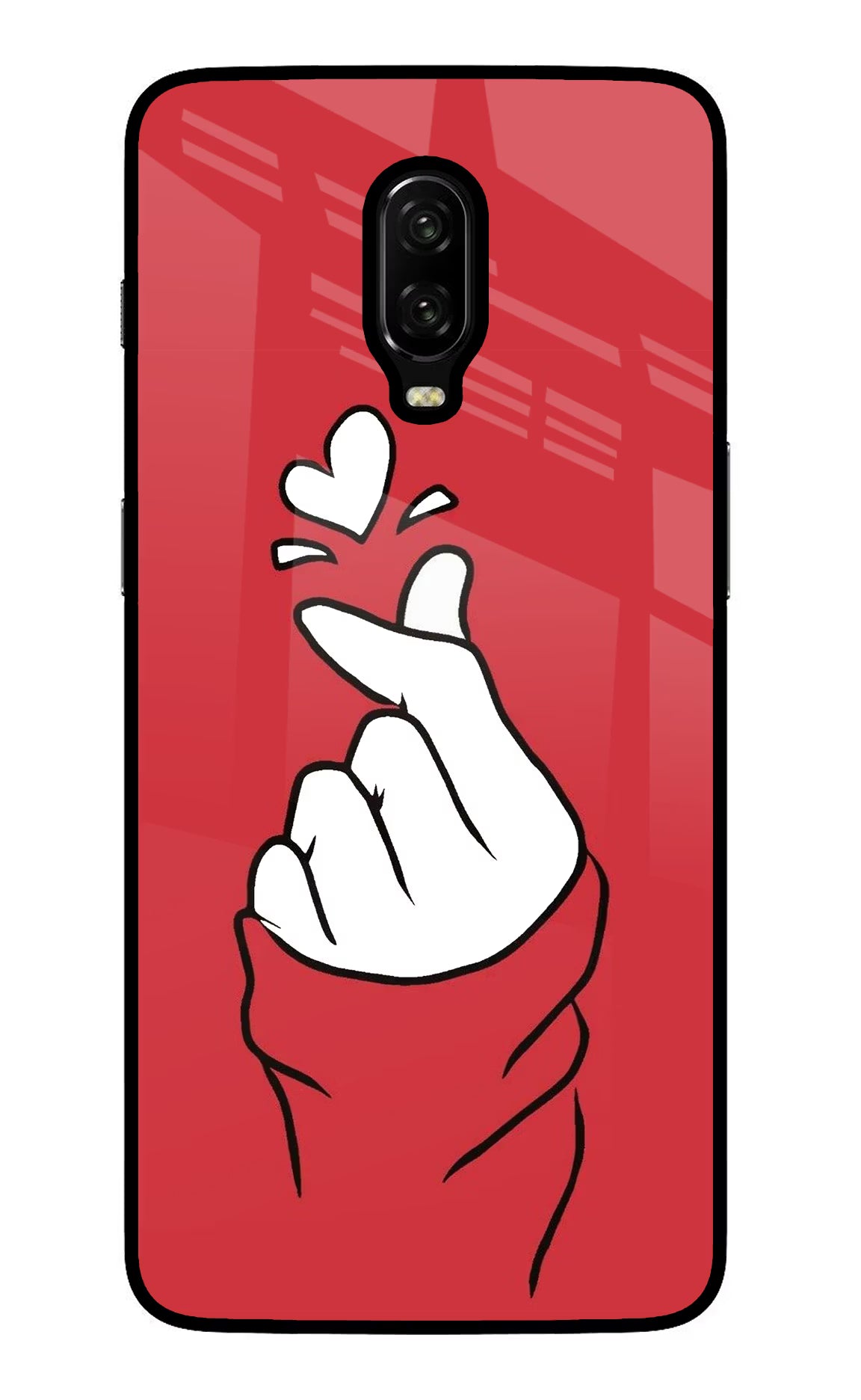 Korean Love Sign Oneplus 6T Glass Case Back Cover by Casekaro