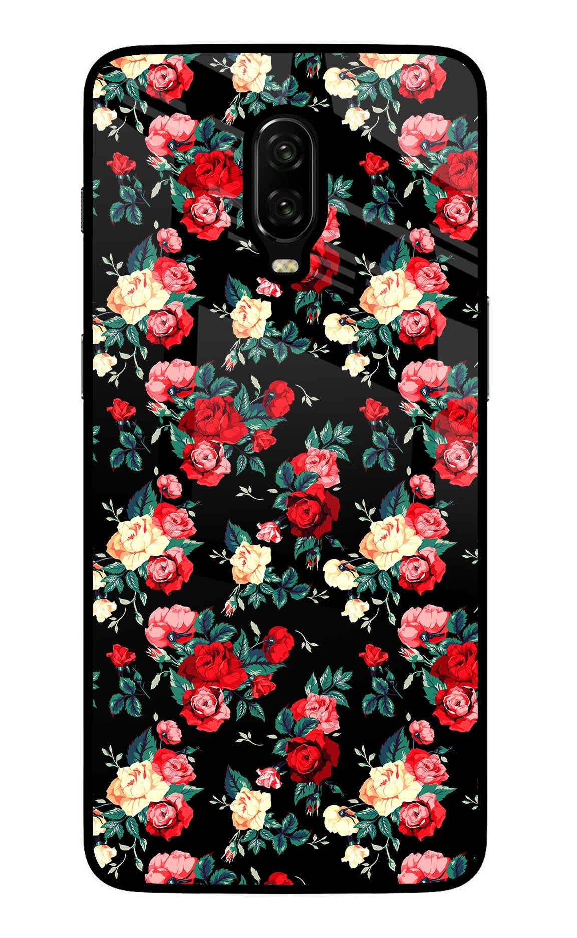 Rose Pattern Oneplus 6T Glass Case