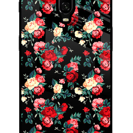 Rose Pattern Oneplus 6T Glass Case