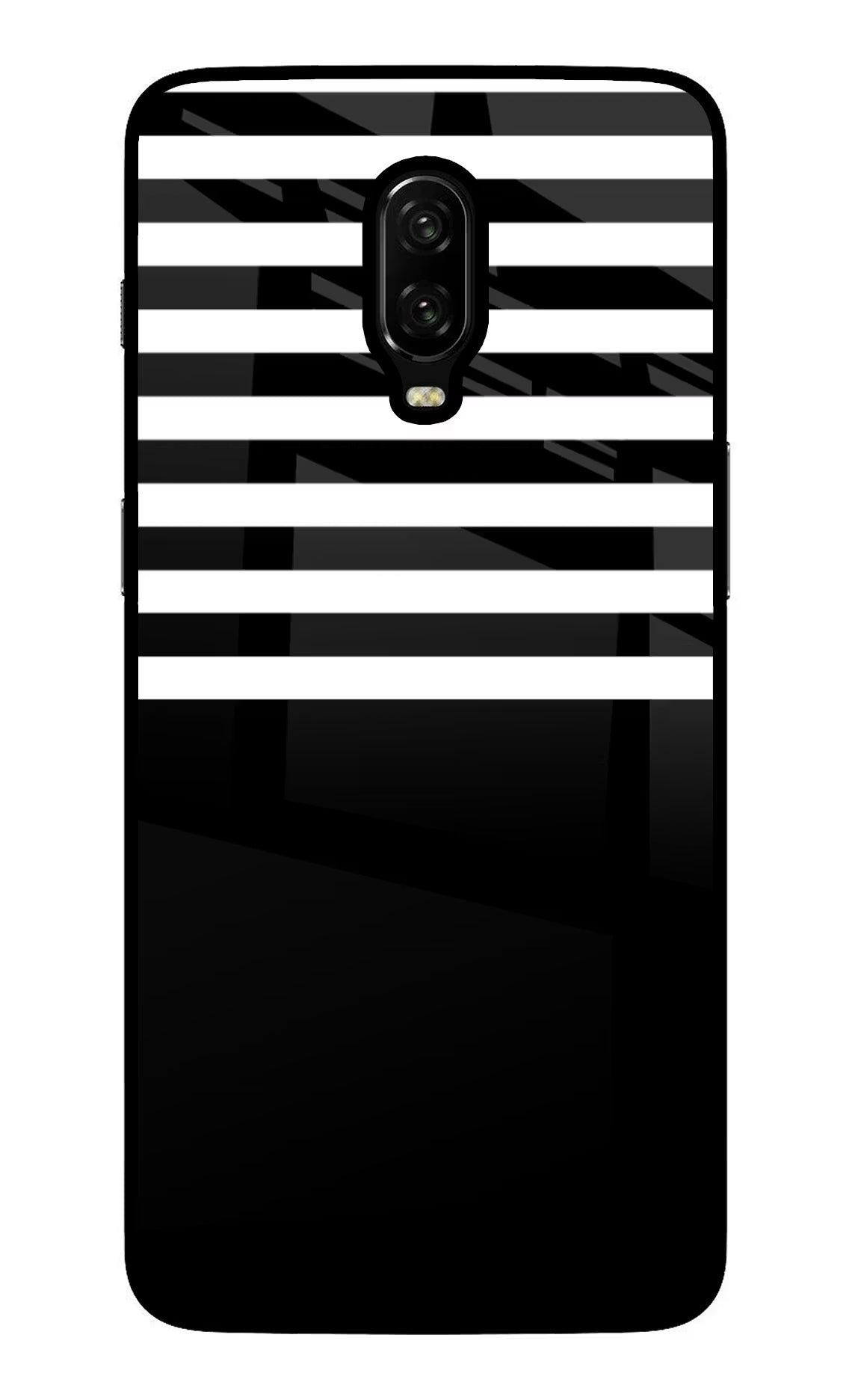 Black and White Print Oneplus 6T Glass Case Back Cover by Casekaro