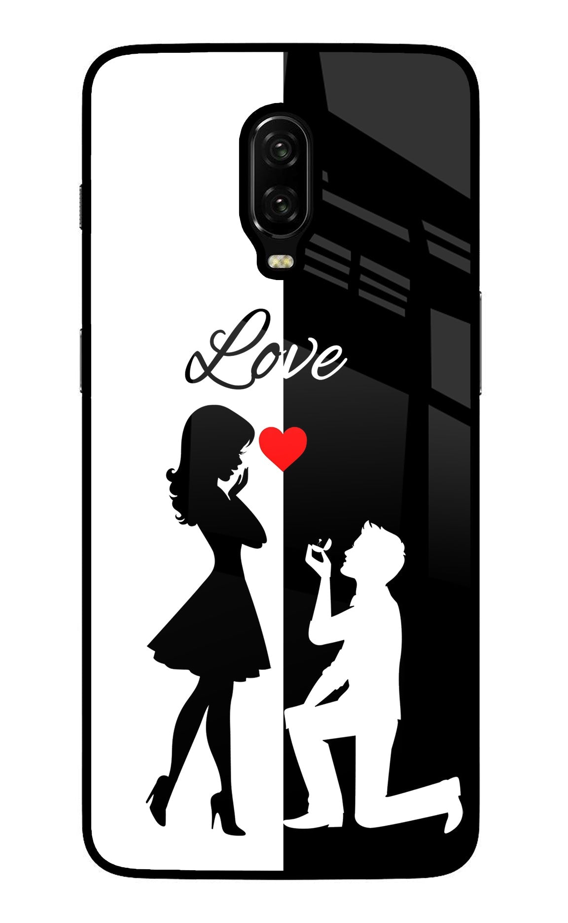 Love Propose Black And White Oneplus 6T Back Cover