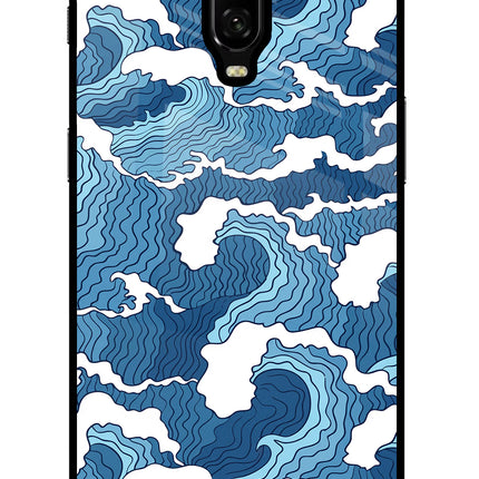 Blue Waves Oneplus 6T Glass Case