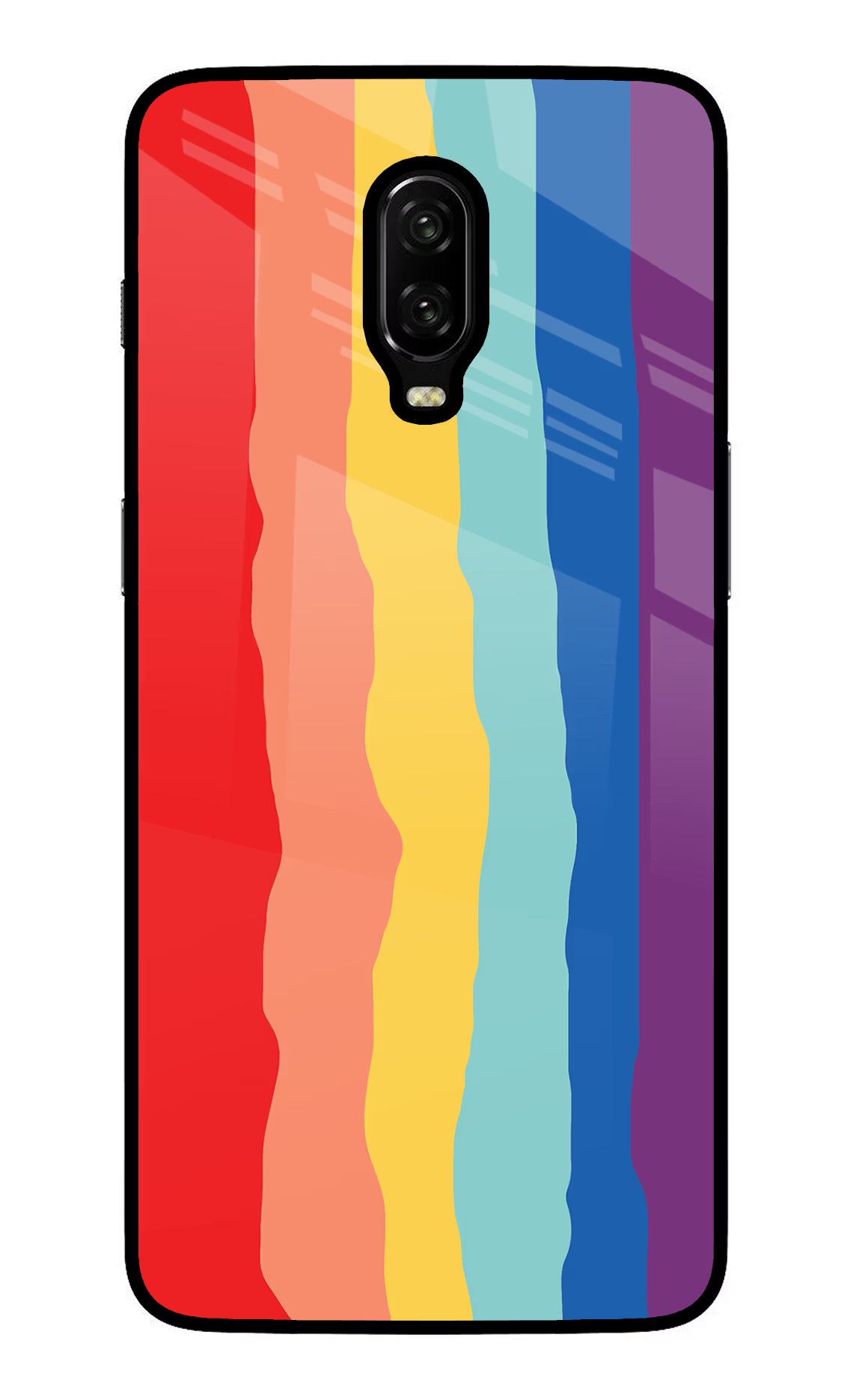 Rainbow Oneplus 6T Glass Case Back Cover by Casekaro