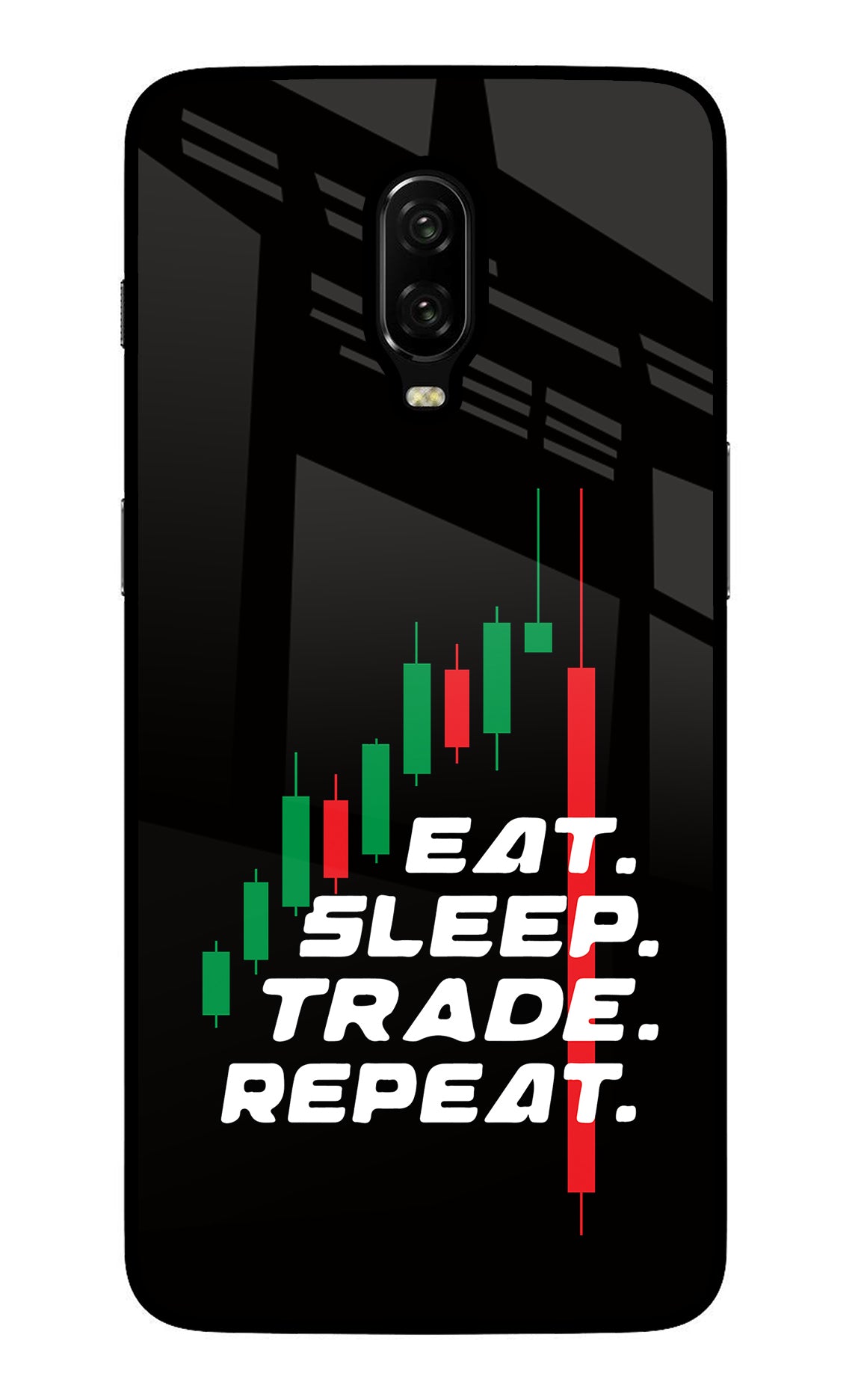 Eat Sleep Trade Repeat Oneplus 6T Glass Case