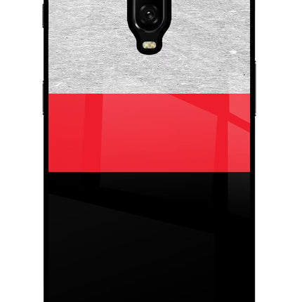 Tri Color Pattern Oneplus 6T Glass Case Back Cover by Casekaro