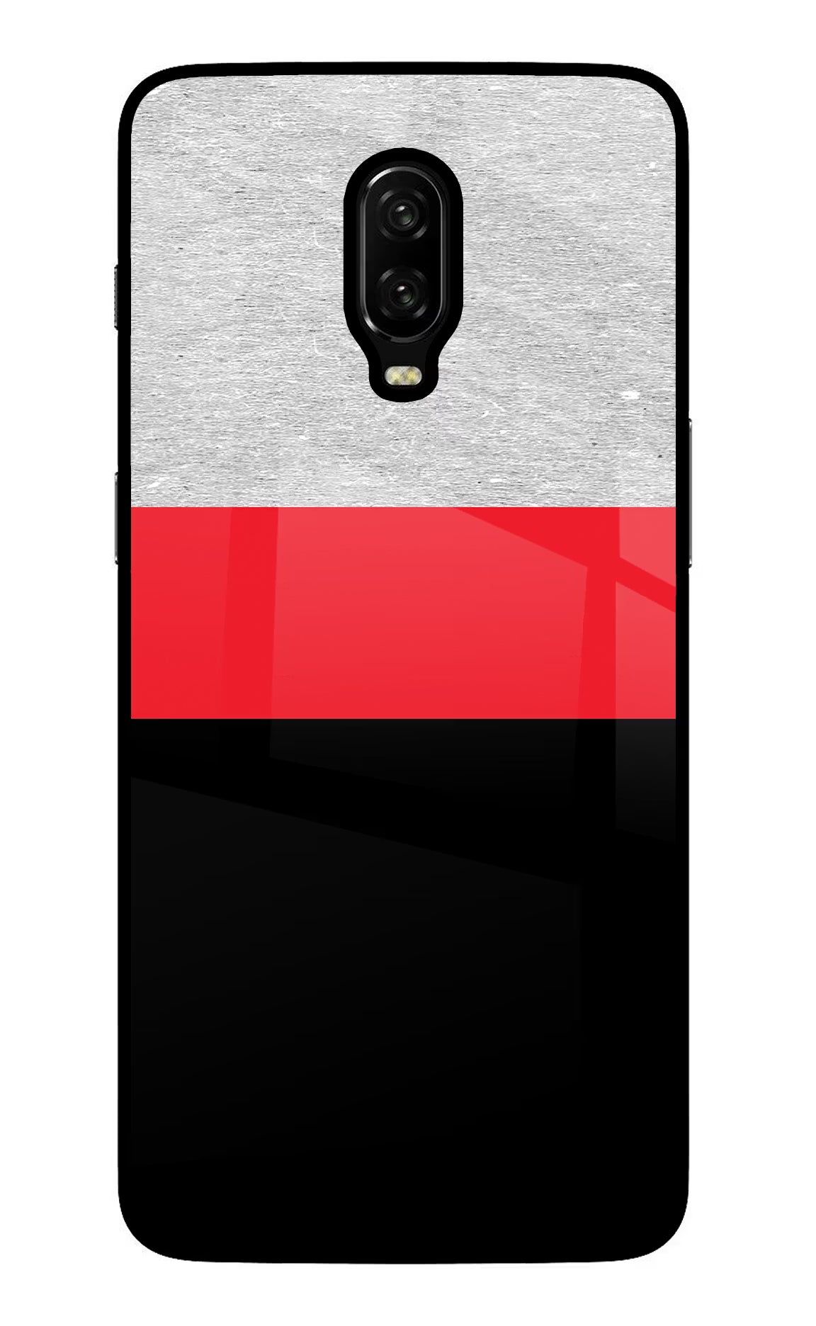 Tri Color Pattern Oneplus 6T Glass Case Back Cover by Casekaro