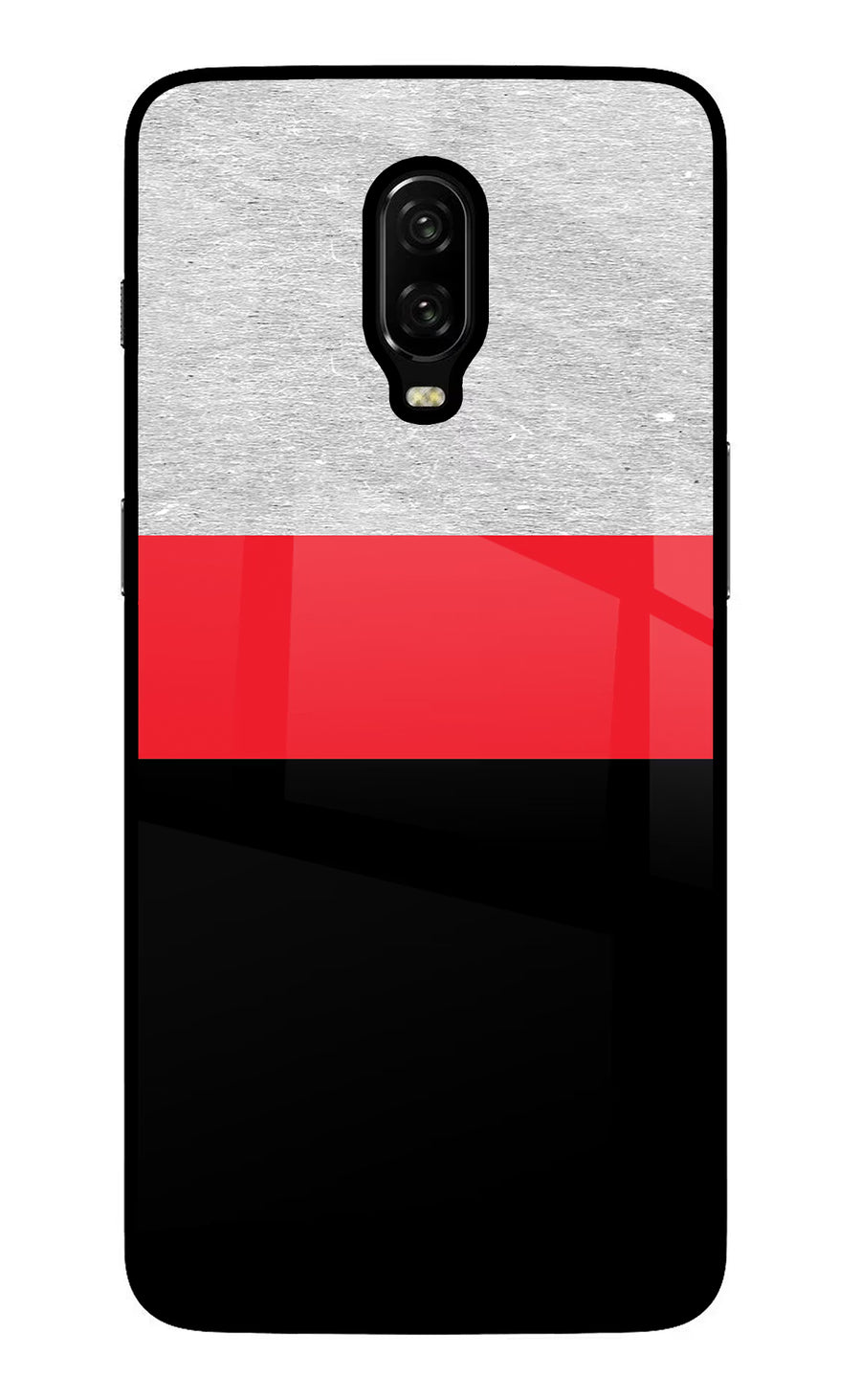 Tri Color Pattern Oneplus 6T Back Cover, Glass case