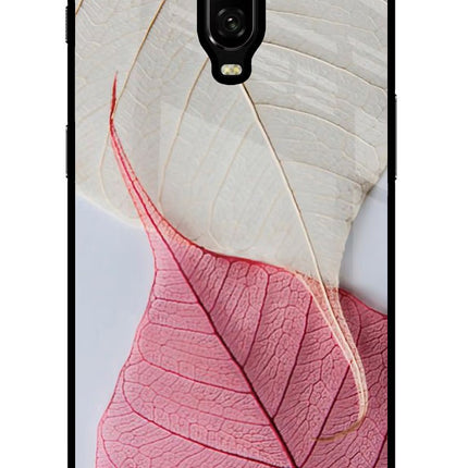 White Pink Leaf Oneplus 6T Glass Case
