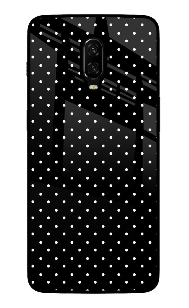 White Dots Oneplus 6T Glass Case Back Cover by Casekaro