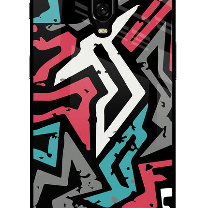 Geometric Graffiti Oneplus 6T Glass Case Back Cover by Casekaro