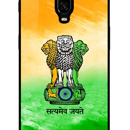 Satyamev Jayate Flag Oneplus 6T Glass Case Back Cover by Casekaro
