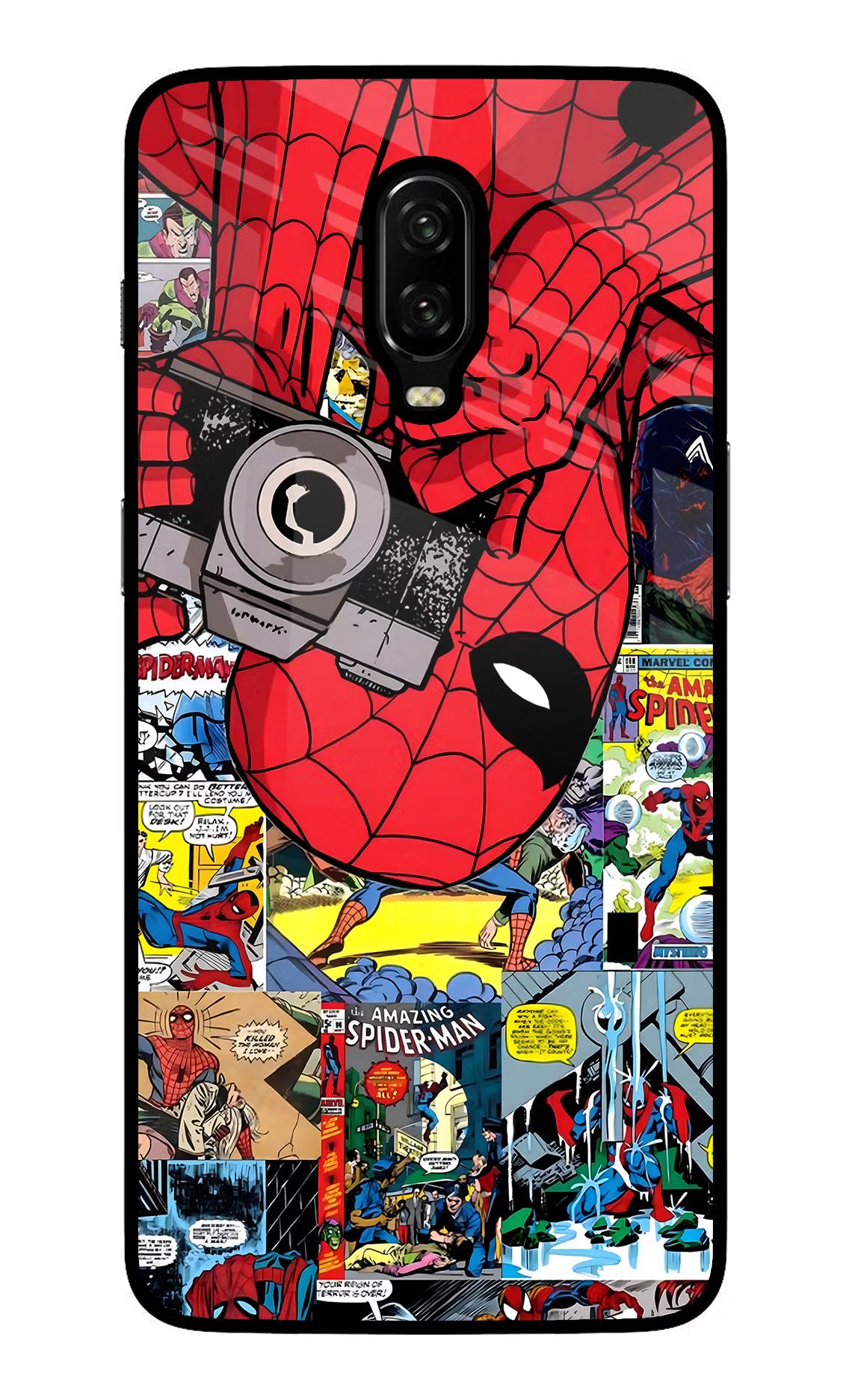 Spider Man Oneplus 6T Glass Case Back Cover by Casekaro