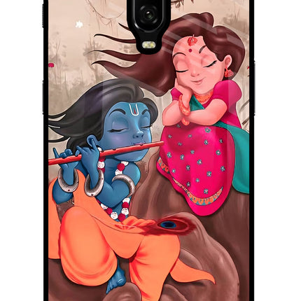 Radhe Krishna Oneplus 6T Glass Case Back Cover by Casekaro