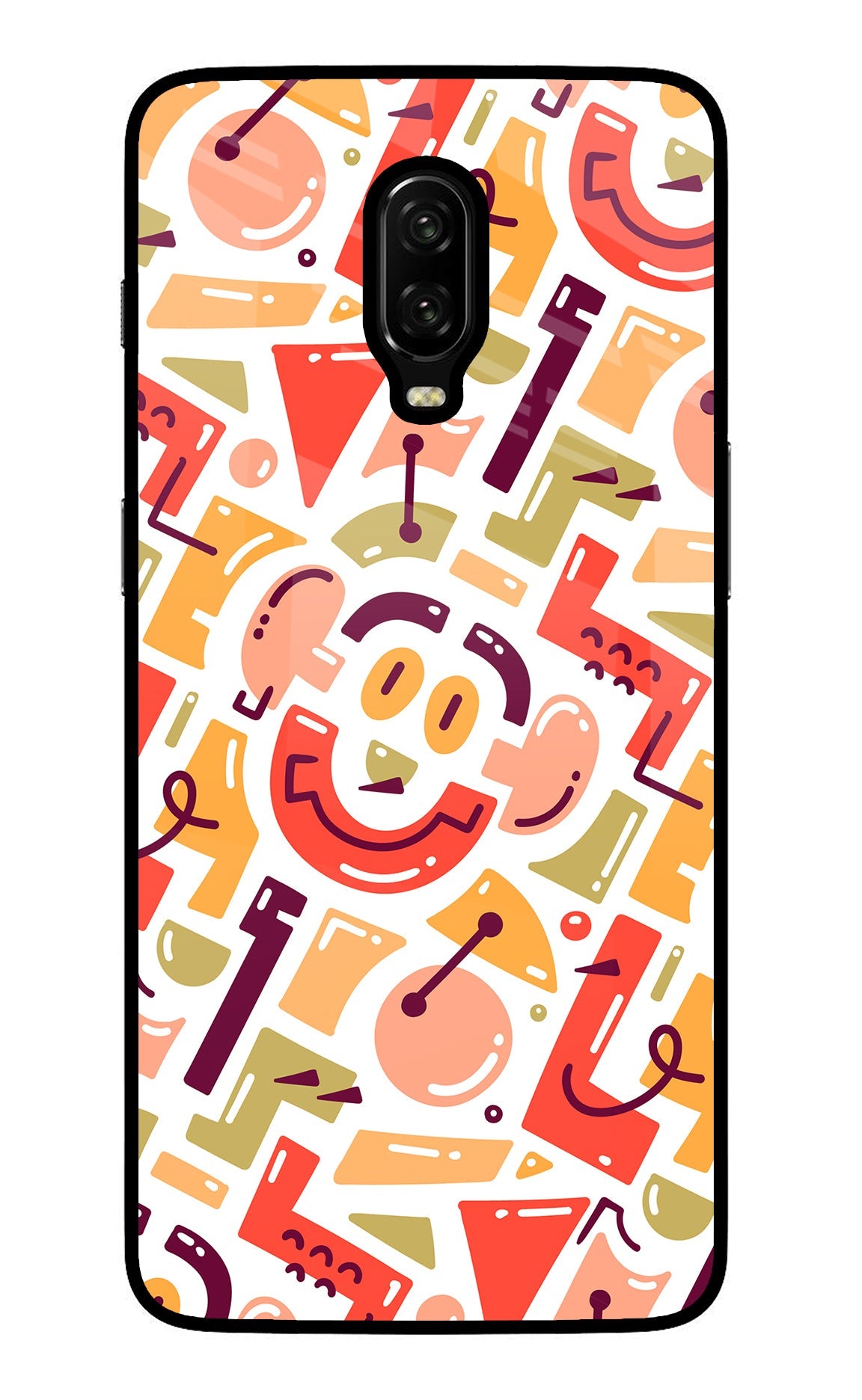 Doodle Pattern Oneplus 6T Glass Case