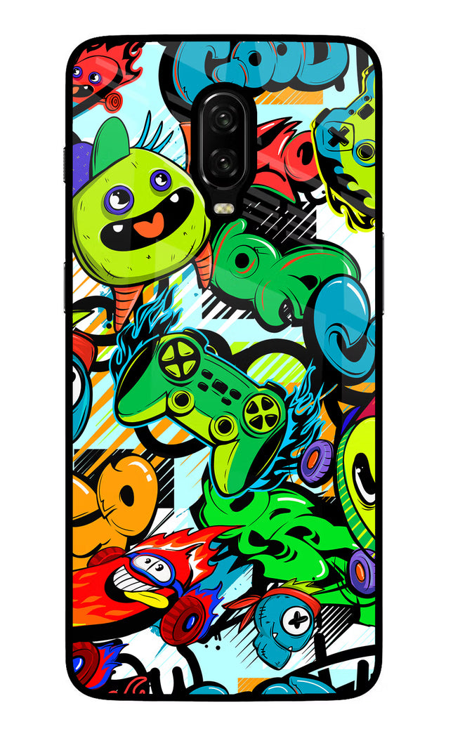 Game Doodle Oneplus 6T Glass Case Back Cover by Casekaro