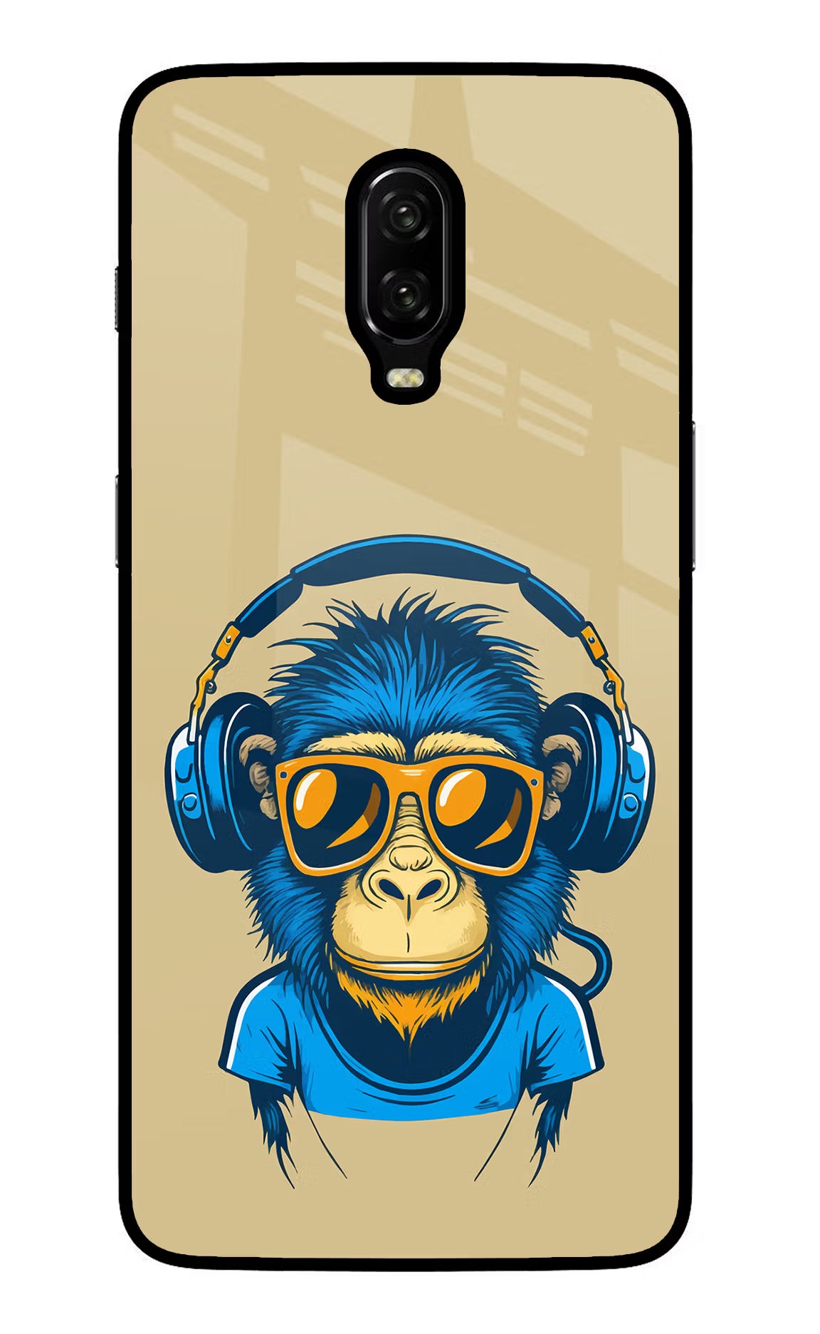 Monkey Headphone Oneplus 6T Glass Case Back Cover by Casekaro