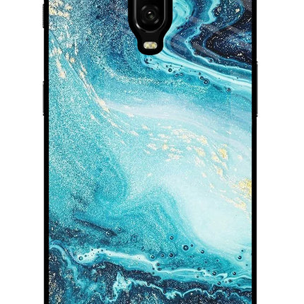 Blue Glitter Marble Oneplus 6T Glass Case