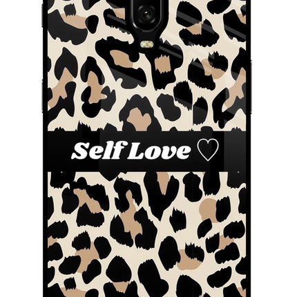 Leopard Print Self Love Oneplus 6T Glass Case