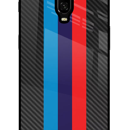 BMW Stripes Pattern Oneplus 6T Glass Case Back Cover by Casekaro