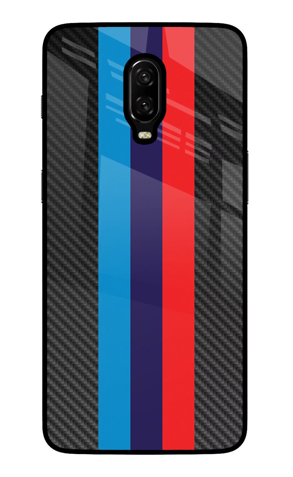 BMW Stripes Pattern Oneplus 6T Glass Case Back Cover by Casekaro