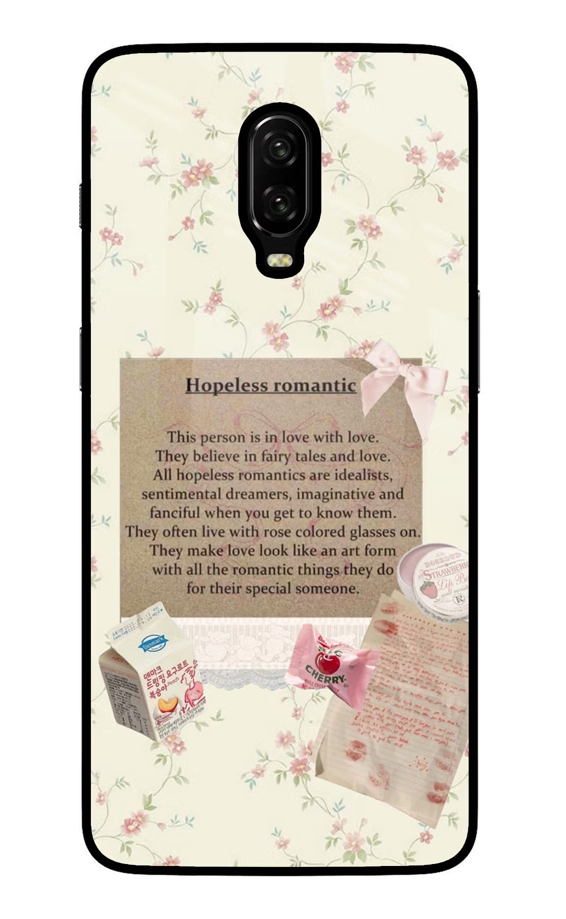 Hopeless Romantic Oneplus 6T Glass Case Back Cover by Casekaro