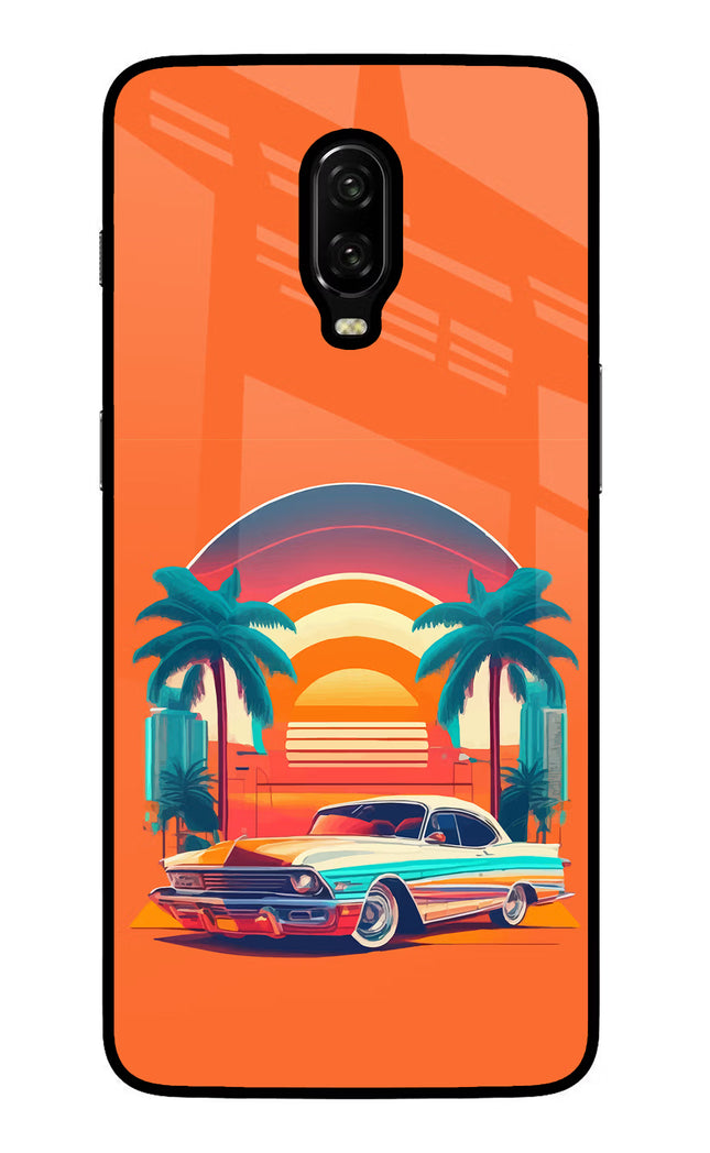 Palm Drive 80s Oneplus 6T Glass Case Back Cover by Casekaro