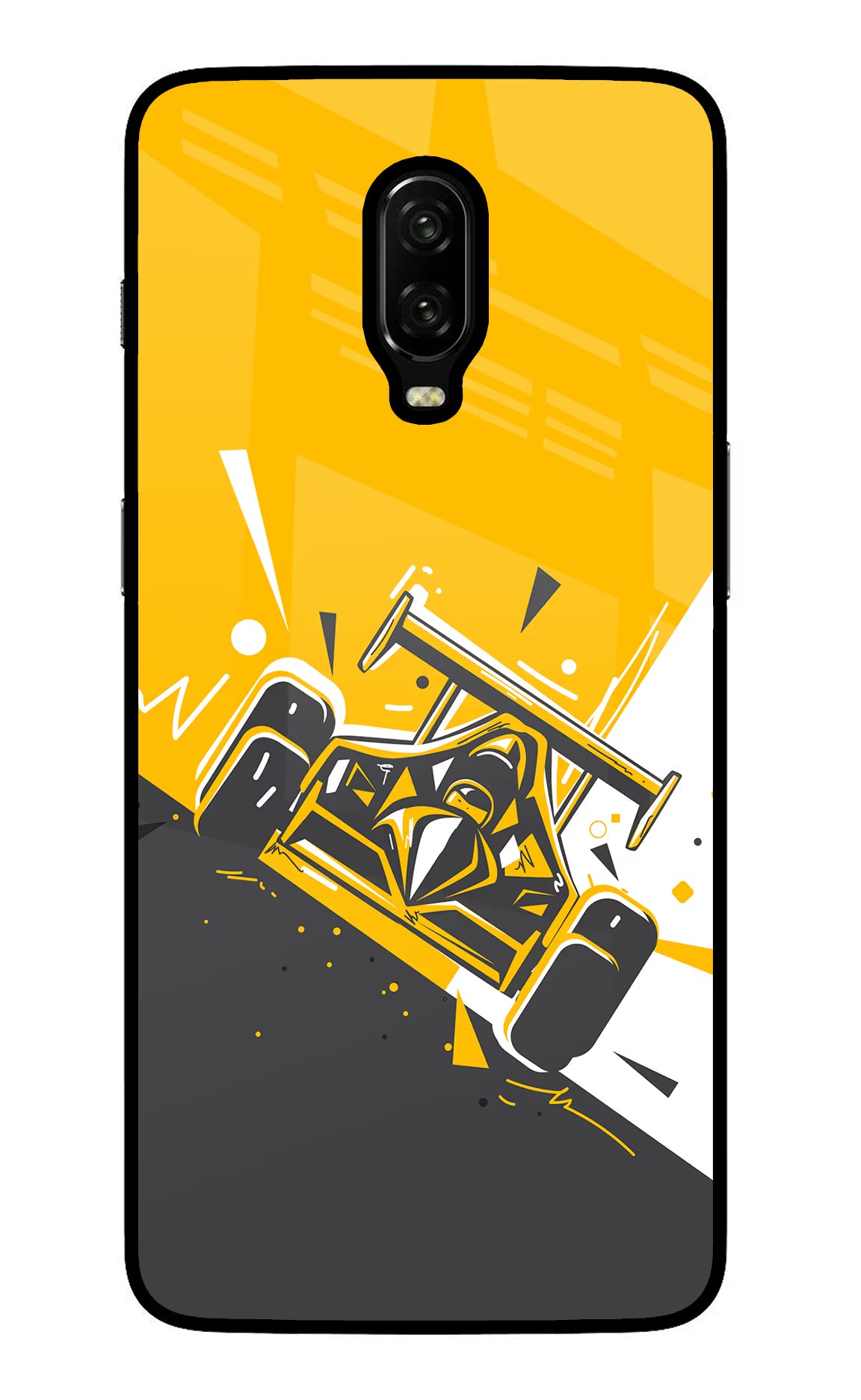 Track King Oneplus 6T Glass Case Back Cover by Casekaro