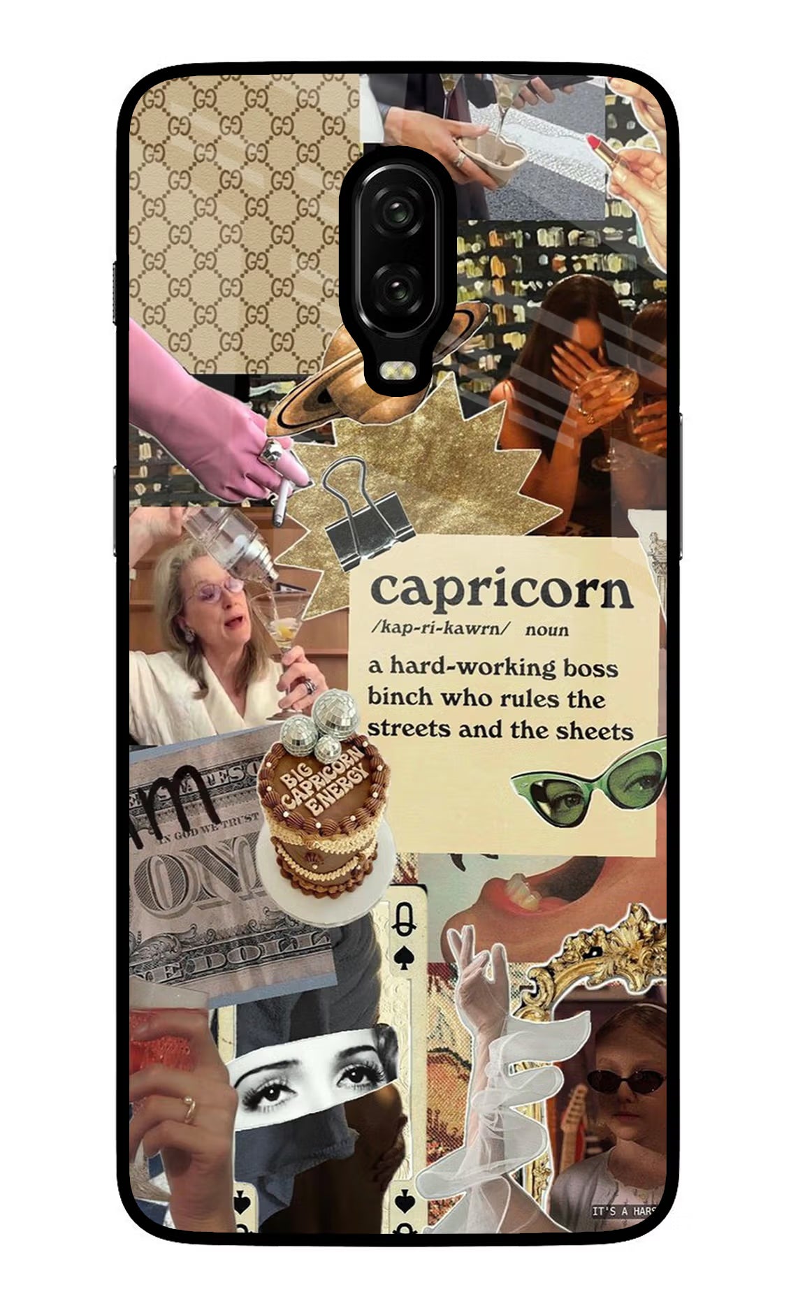 Capricorn Zodiac Oneplus 6T Glass Case Back Cover by Casekaro