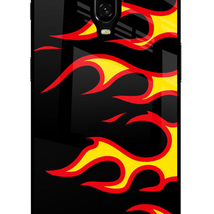 Side Sweep Flames Oneplus 6T Glass Case