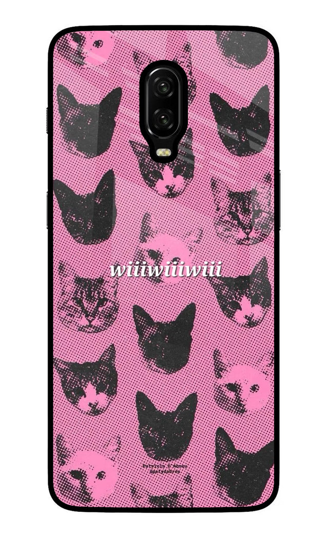 Pink Cats Oneplus 6T Glass Case