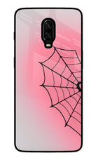 Pink Web Oneplus 6T Glass Case