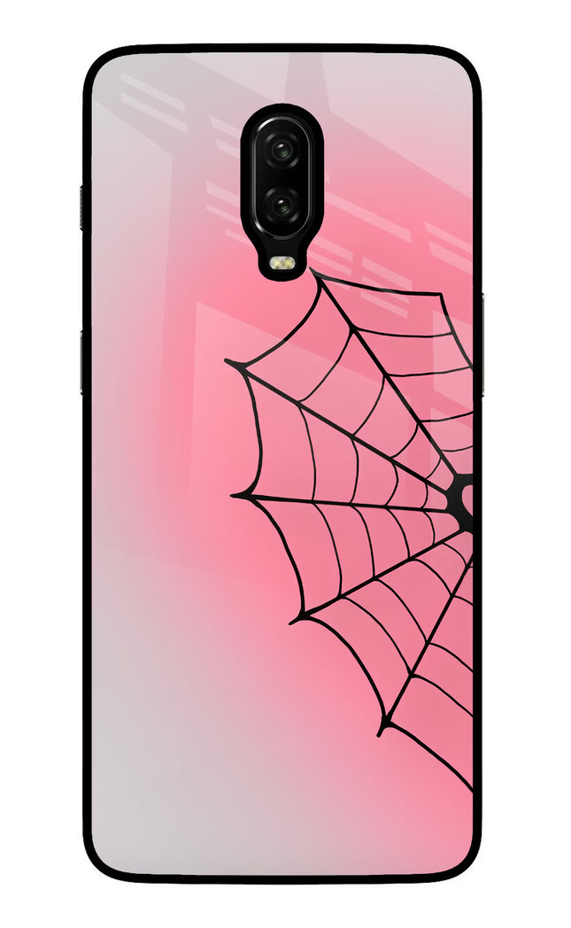 Pink Web Oneplus 6T Glass Case