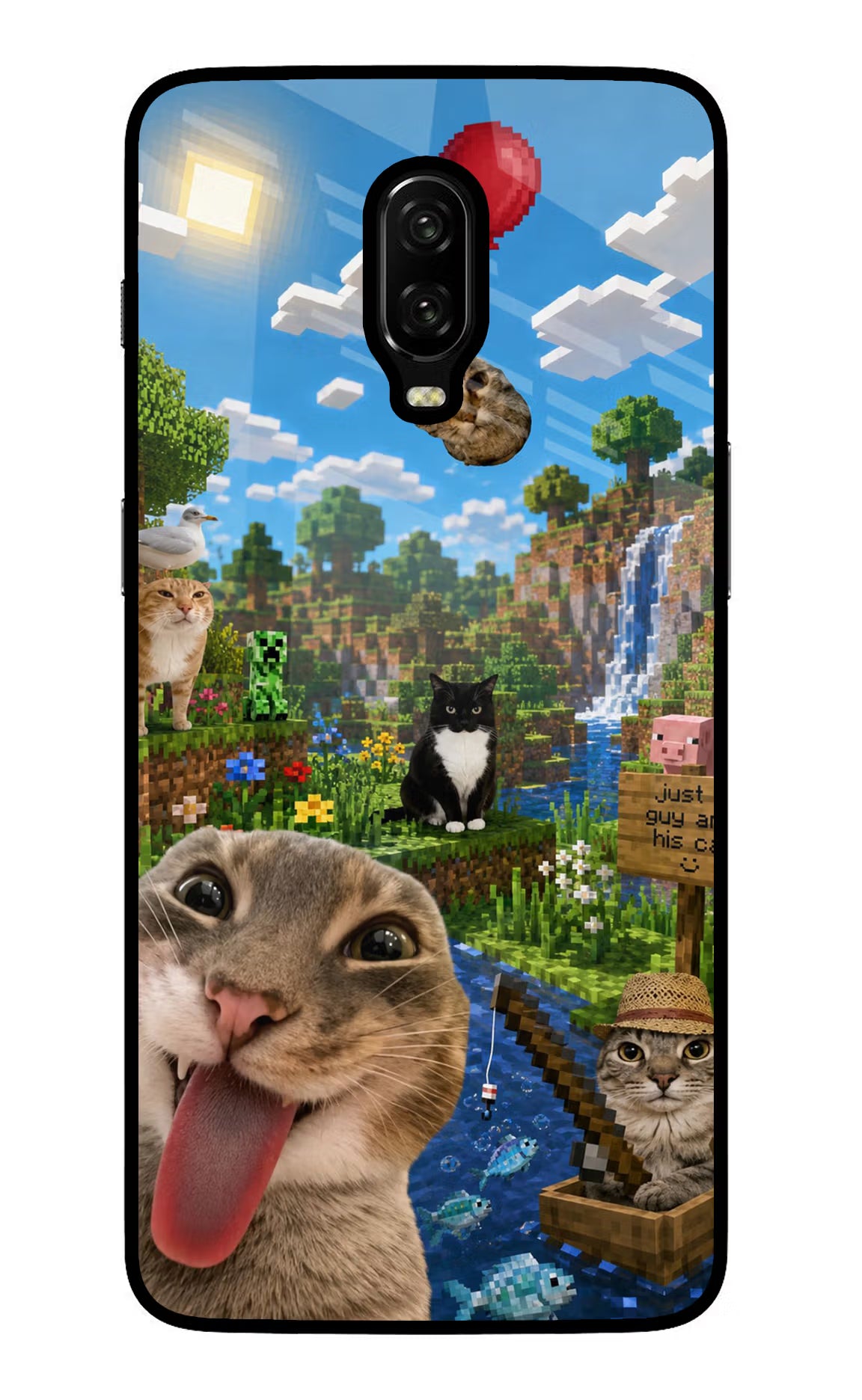 Minecraft Cat Chaos Oneplus 6T Glass Case