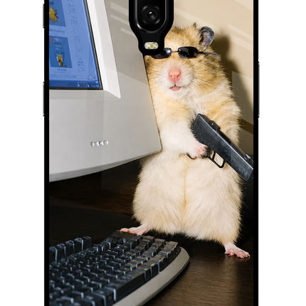 Hacker Hamster Oneplus 6T Glass Case
