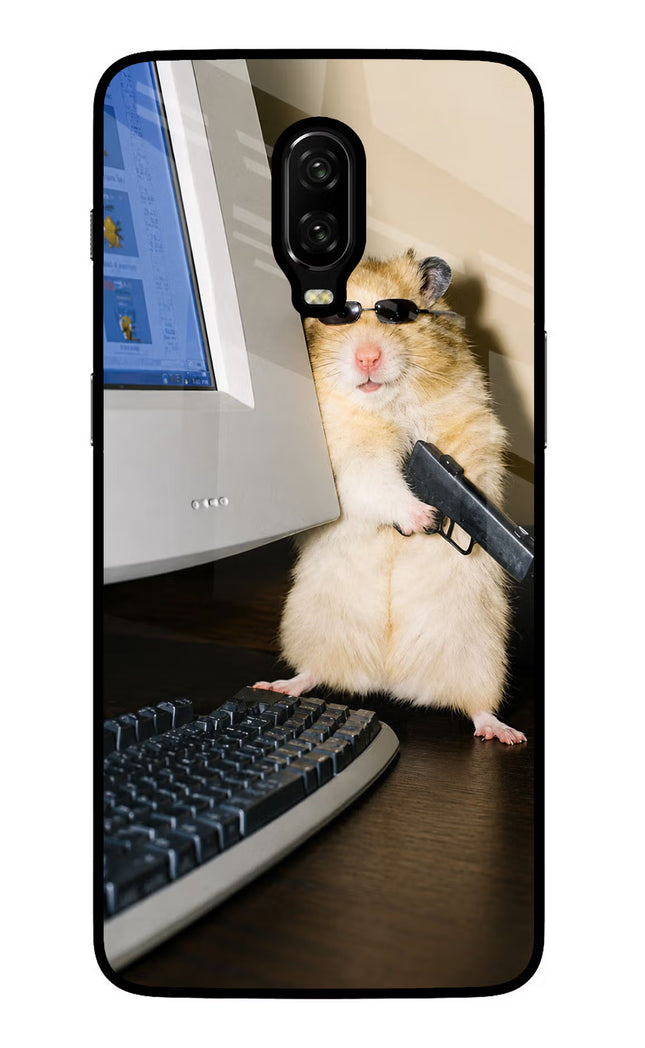 Hacker Hamster Oneplus 6T Glass Case
