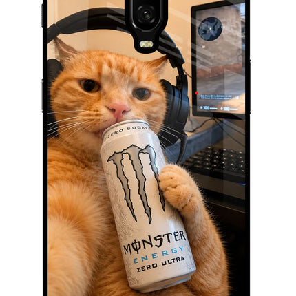 Gamer Cat Energy Oneplus 6T Glass Case