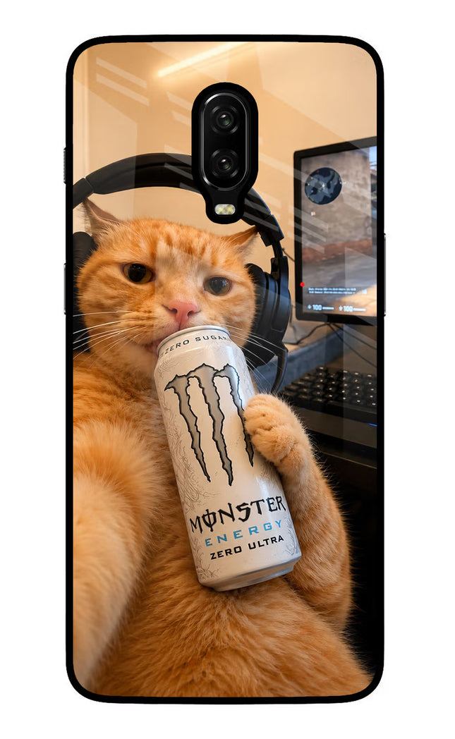 Gamer Cat Energy Oneplus 6T Glass Case