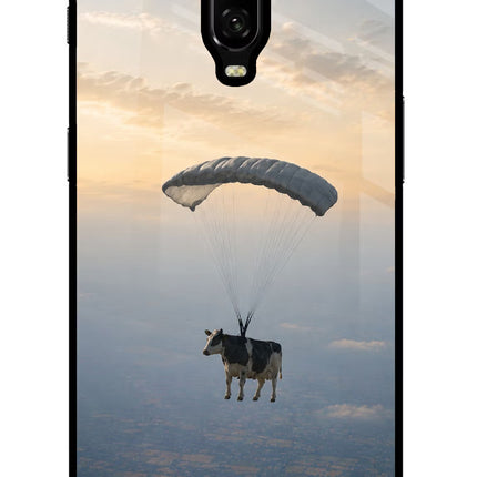 Skydiving Cow Oneplus 6T Glass Case