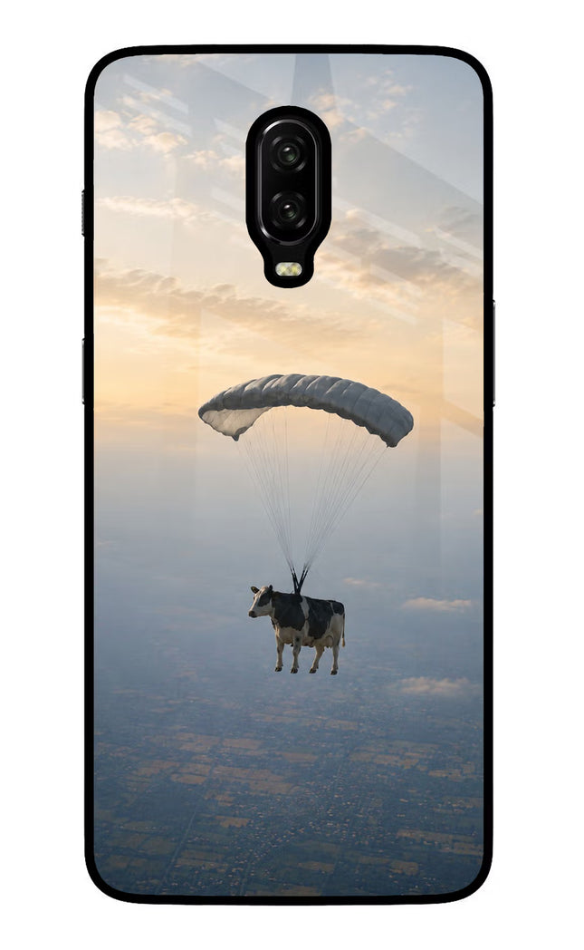 Skydiving Cow Oneplus 6T Glass Case